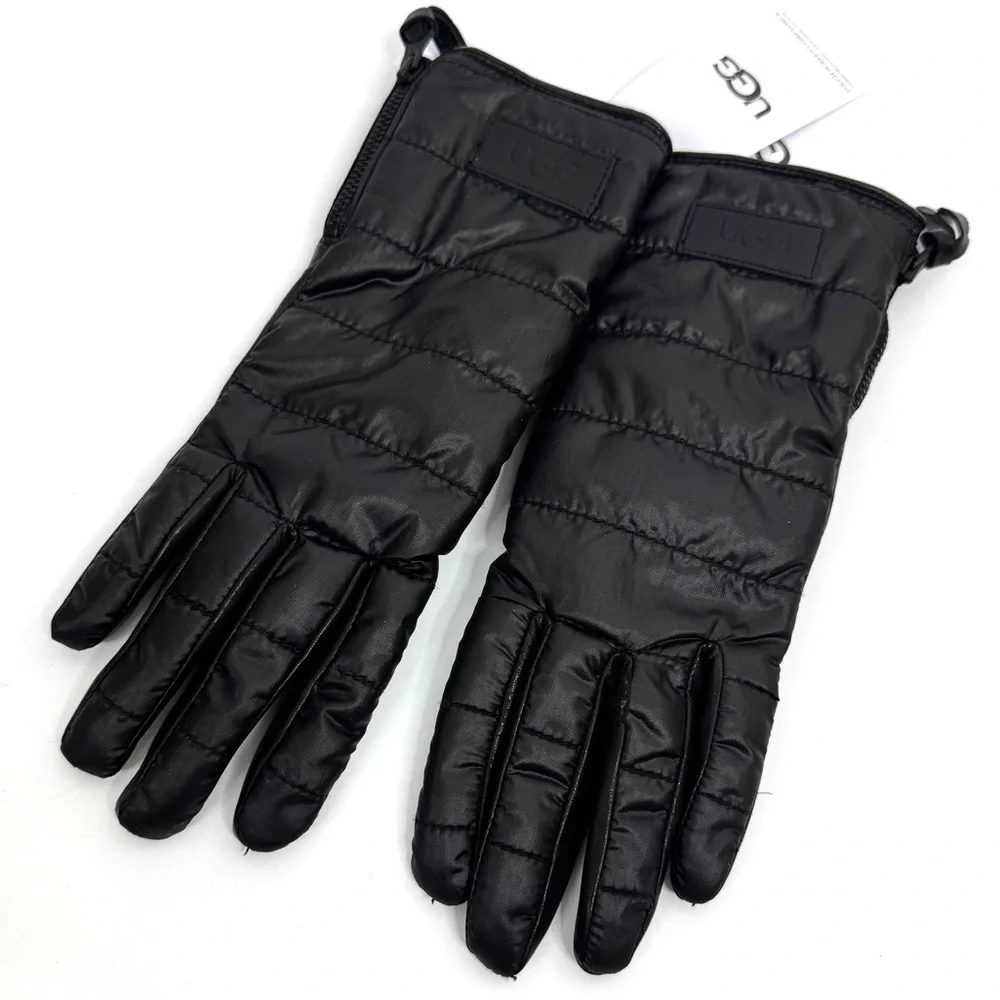 UGG Sherpa Fabric Glove With Zipper Black Size S/M New With Flaw